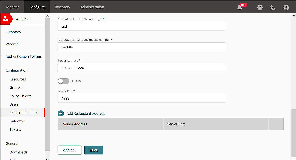 Screenshot of the external identity settings.